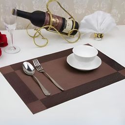 YELONA Brown 8 Pieces Textured Rectangular Table Placemats-34
