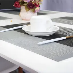 UniKart Grey 8 Pieces Striped Table Placemats image 4