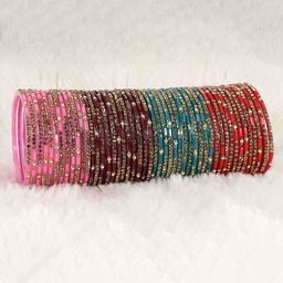 LAVAZZA Set of 48 Crystals Stone Studded Glass Bangles-23