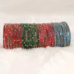 LAVAZZA Set of 48 Crystals Stone Studded Glass Bangles-27