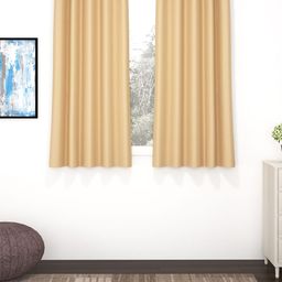 Story@Home Faux Silk Solid Solid 300GSM Cream Room Darkening Blackout Window Curtain - Set of 2-10