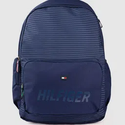 Tommy Hilfiger Unisex Navy Blue Striped Applique Backpack-36