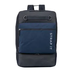 STRAP IT Unisex Blue & Black Contrast Detail Laptop Bag-14