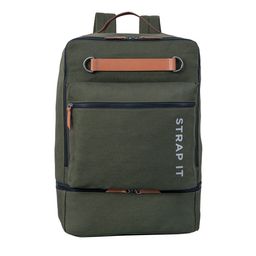 STRAP IT Unisex Olive Green & Brown Contrast Detail Laptop Bag-48