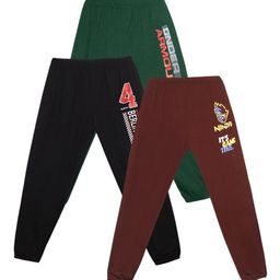Fashionable Girls Pack Of 3 Typography Printed Cotton Joggers-image-56
