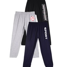Fashionable Girls Pack Of 3 Typography Printed Pure Cotton Joggers-image-97