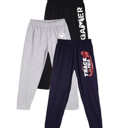 Fashionable Girls Pack Of 3 Typography Printed Cotton Joggers-image-80