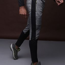 Campus Sutra Men Grey & Black Colourblocked Track Pants-picture-33