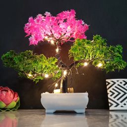 Artificial Bonsai Plant with LED Light| Pot for Office, Room Decor Bonsai Wild Artificial Plantwith Pot-17