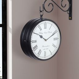 Aapno Rajasthan Black & White Railway Traditional Round Analogue Wall Clock-image-5