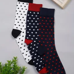 LOUIS STITCH Men Pack of 3 Polka Dot Printed Full Length Antimicrobial Socks-34