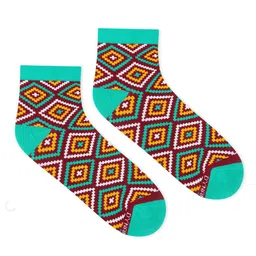 Dynamocks Unisex Red & Green Printed Ankle-Length Cotton Socks-image-37