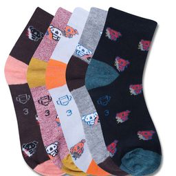 Dollar Socks Kids Pack Of 5 Assorted Patterned Cotton Ankle Length Socks-17