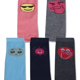 Dollar Socks Kids Pack Of 5 Patterned Assorted Pure Cotton Ankle-Length Socks-6