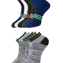 WROGN Men Pack of 10 Patterned Ankle-Length Socks-image-68