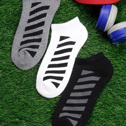 MUTAQINOTI Men Pack Of 3 Patterned Ankle-Length Antimicrobial Socks-13