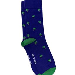 Mint & Oak Men Blue & Green Coconut Tree Patterned Calf-Length Socks-17
