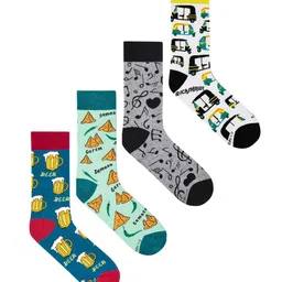 Dynamocks Unisex Pack Of 4 Patterned Calf-Length Socks-24