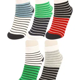 BAESD Kids Pack Of 5 Striped Ankle Length Socks-11
