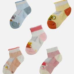 PASSION PETALS Girls Pack Of 5 Assorted Cotton Ankle-Length Socks-image-20