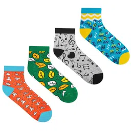 Dynamocks Unisex Pack of 4 Printed Ankle Length Socks-6