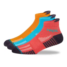 HRX by Hrithik Roshan Men Pack of 3 Yellow And Blue Patterned Ankle Length Sports Socks-17