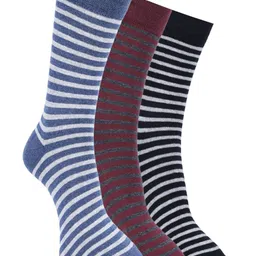 Force NXT Men Pack Of 3 Striped Cotton Calf-Length Socks-image-37