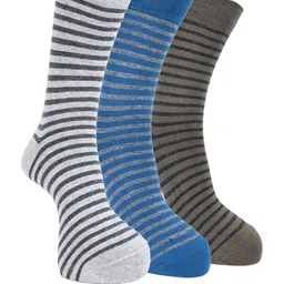 Force NXT Men Pack Of 3  Striped Cotton Calf -Length Socks-image-84
