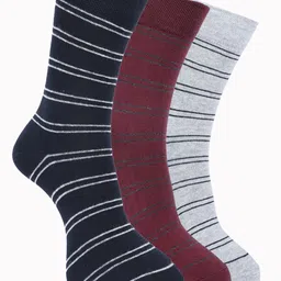 Force NXT Men Pack Of 3  Striped Cotton Calf -Length Socks-image-80