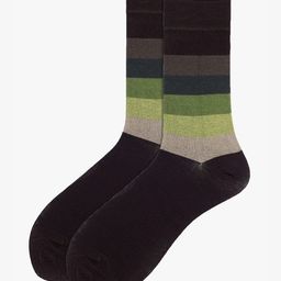 Soxytoes Men Striped Anti Slip Grip Cotton Calf Length Socks-26