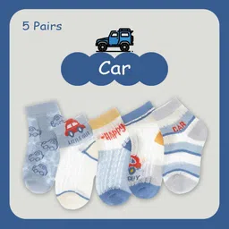 SYGA Kids Pack of 5 Patterned Pure Cotton Above-Ankle Length Socks-27