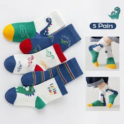 SYGA Kids Pack of 5 Patterned Pure Cotton Above-Ankle Length Socks-51