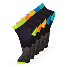 FRENCHIE Men Pack Of 5 Assorted Colourblocked Cotton Ankle Length Socks-43