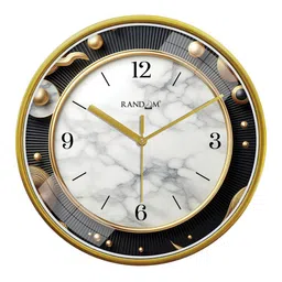 RANDOM Beige & Black Printed Contemporary Wall Clock-12