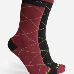 JUMP USA Men Pack Of 3 Black & Burgundy Calf-Length Trendy Socks-54