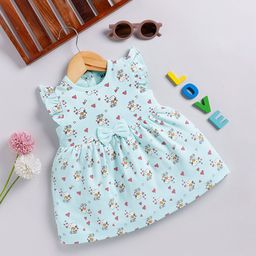 Happy Faces Girls Cotton Printed Flutter Sleeve Fit & Flare Dress-picture-31