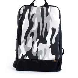 QIPS Unisex Grey & White Camouflage Printed Backpack-46