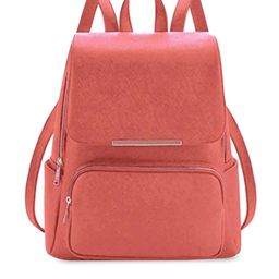Leather Retail Women Pink Solid Backpack-4