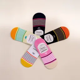 Cotstyle Men Pack Of 5 Striped No-Show Socks-32