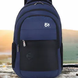 LOOKMUSTER Unisex Navy Blue & Black Laptop Backpack-41