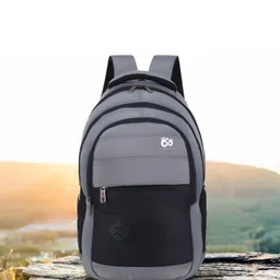LOOKMUSTER Unisex Grey & Black Colourblocked Backpack With Rain Cover-37