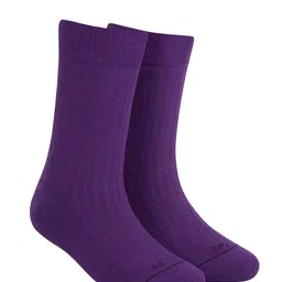 Dynamocks Unisex Purple Solid Calf-Length Anti Bacterial Socks-46