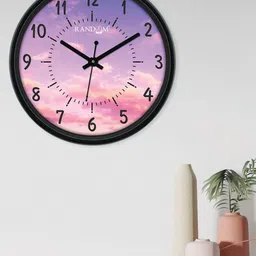 RANDOM Purple & Pink Printed Contemporary Wall Clock-56