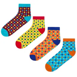 Dynamocks Unisex Pack Of 4 Polka Dot Printed Ankle Length Socks image 3