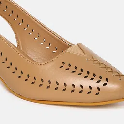 Marc Loire Textured Pointed Toe Block Pumps With Backstrap image 5