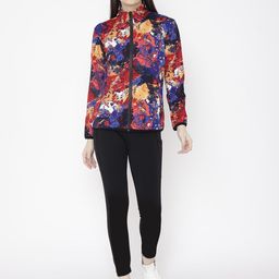 Chkokko Women Red & Blue Printed Sports Tracksuit-image-49