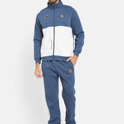 Octave Colourblocked  Mock Collar Fleece Jacket with Mid Rise Track Pant-picture-0