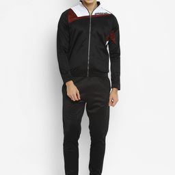 Yuuki Men Black & White Colourblocked Tracksuit-image-40