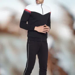 WILD WEST Mock Collar Colourblocked Fleece Cotton Tracksuits-picture-18