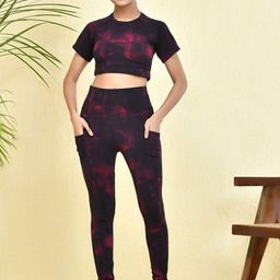 SSoShHub Tie and Dye Printed Round Neck T-shirt & Leggings-11